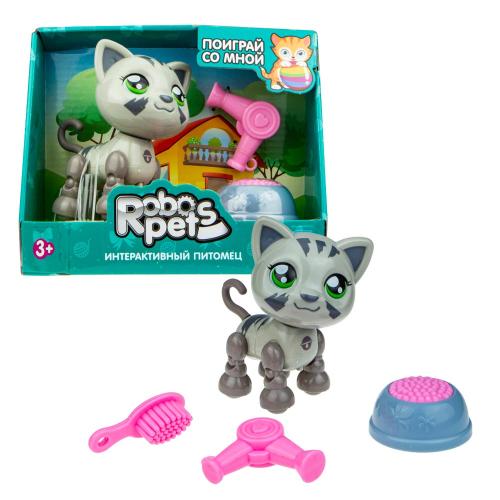 Интерактивная игрушка Robo Pets Милашка котенок серый 1toy Т16979