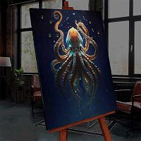 Картина по номерам со светящейся краской 40х50 Осьминог морских глубин FHR0572