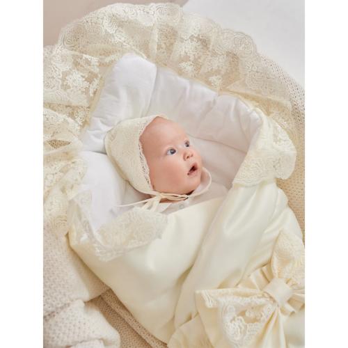 Конверт-одеяло на выписку Неаполь молочный с молочным кружевом Luxury Baby РП-0053-3 фото 4